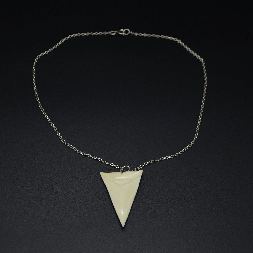 Bovine Bone Carved Tooth Pendant Necklace